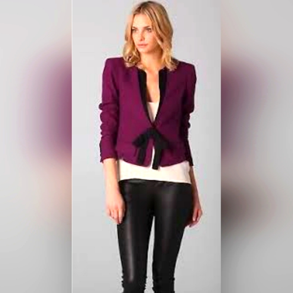 Women's Robert Rodriquez Short Purple Jacket with Black Accents, Size 6